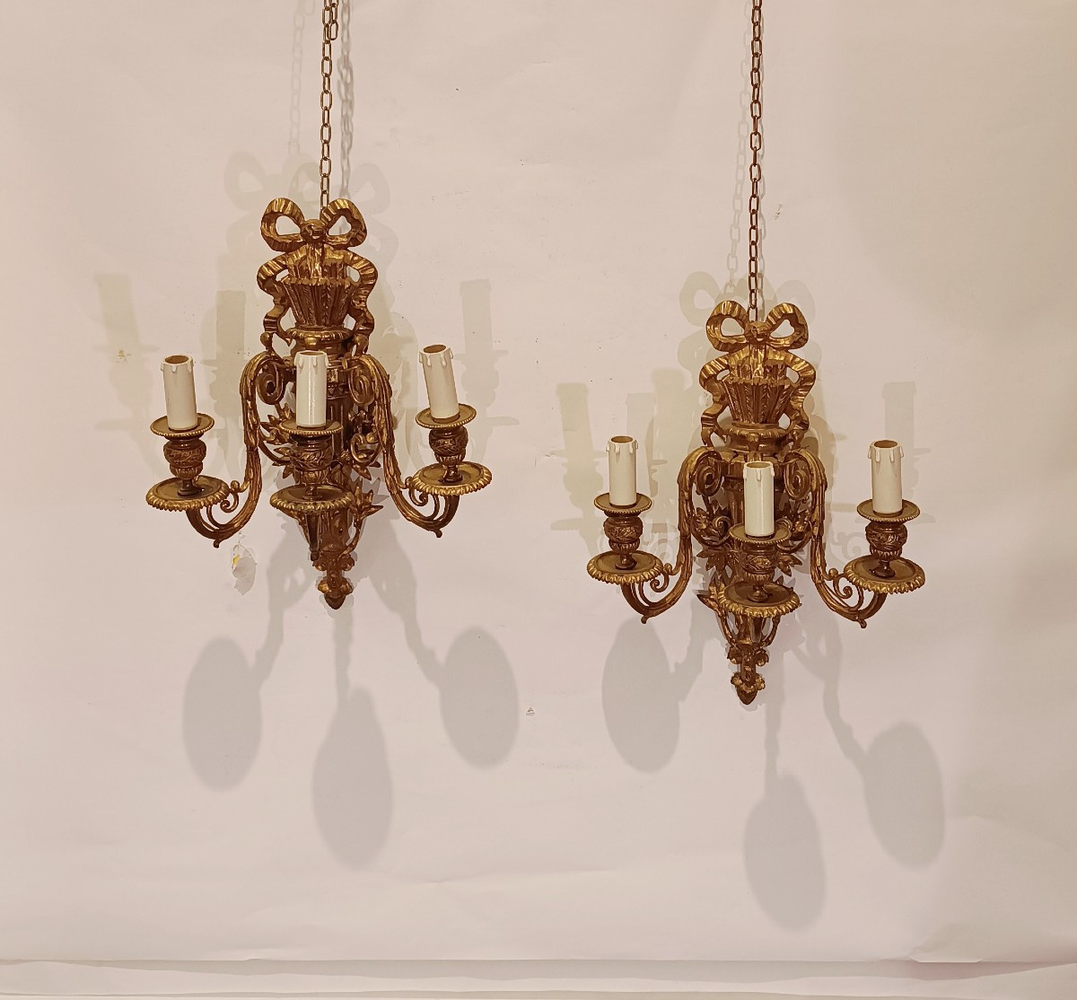 COPPIA DI APPLIQUES IN BRONZ DORATO SECONDA META' XIX SECOLO 