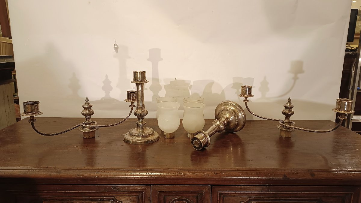 CANDELIERI IN SILVER PLATE SECONDA META' XIX SECOLO-photo-2