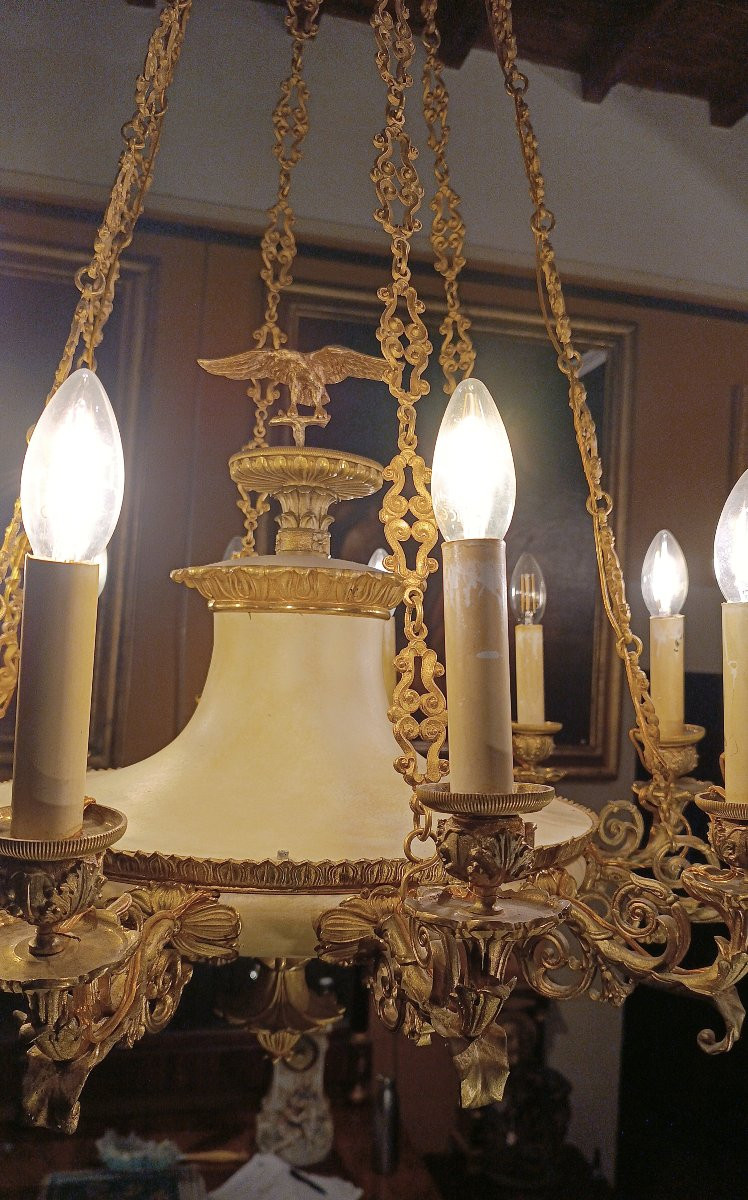 LAMPADARIO IMPERO IN BRONZO SECONDA META' XIX SECOLO-photo-2