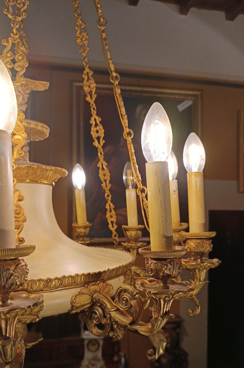 LAMPADARIO IMPERO IN BRONZO SECONDA META' XIX SECOLO-photo-3