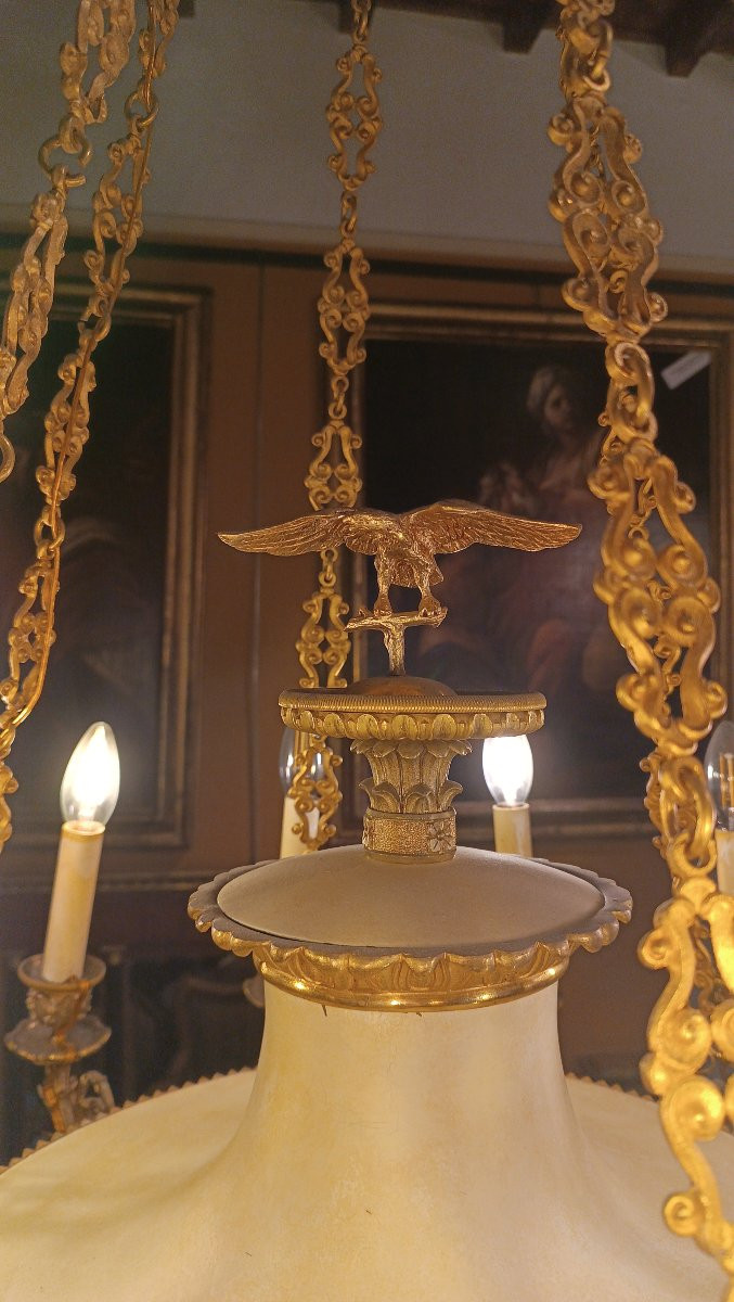 LAMPADARIO IMPERO IN BRONZO SECONDA META' XIX SECOLO-photo-4