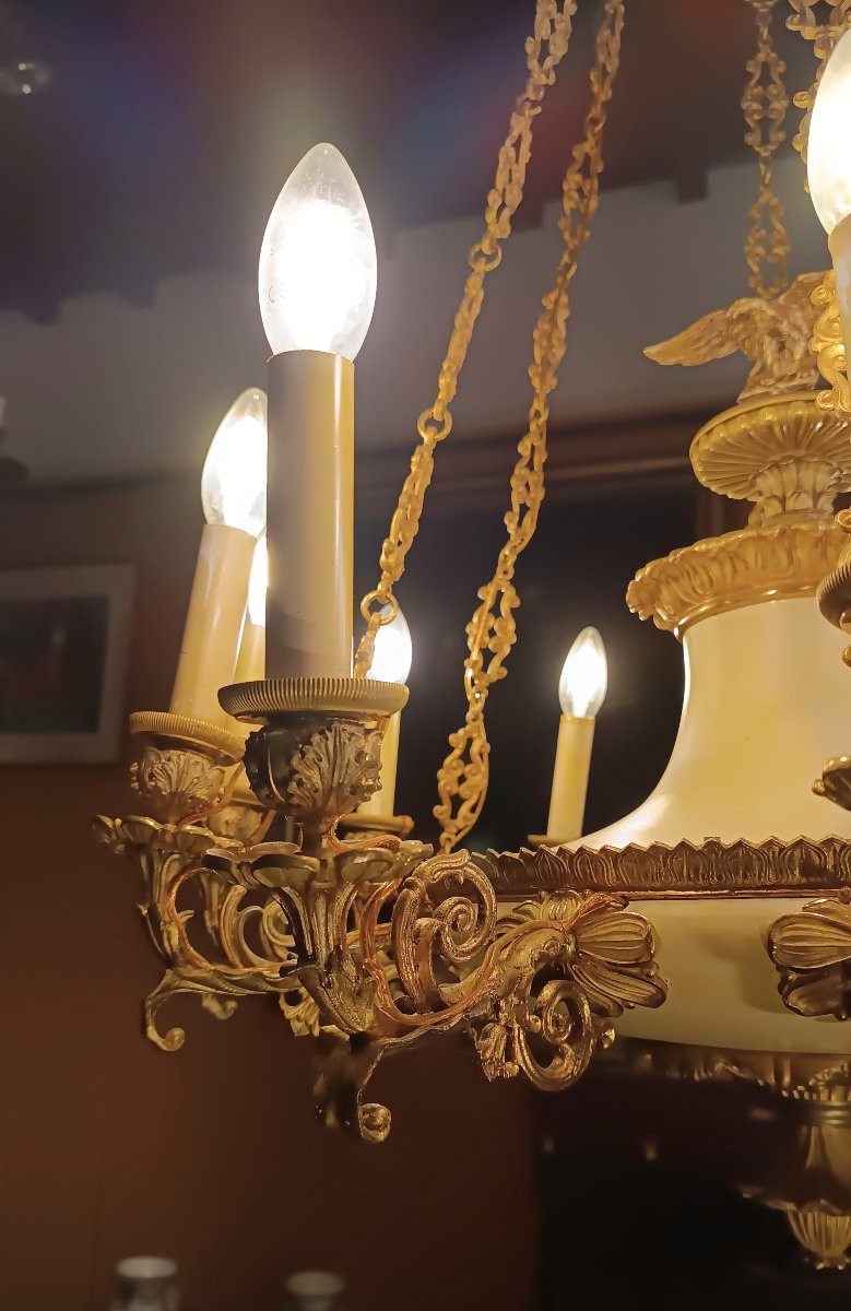 LAMPADARIO IMPERO IN BRONZO SECONDA META' XIX SECOLO-photo-2