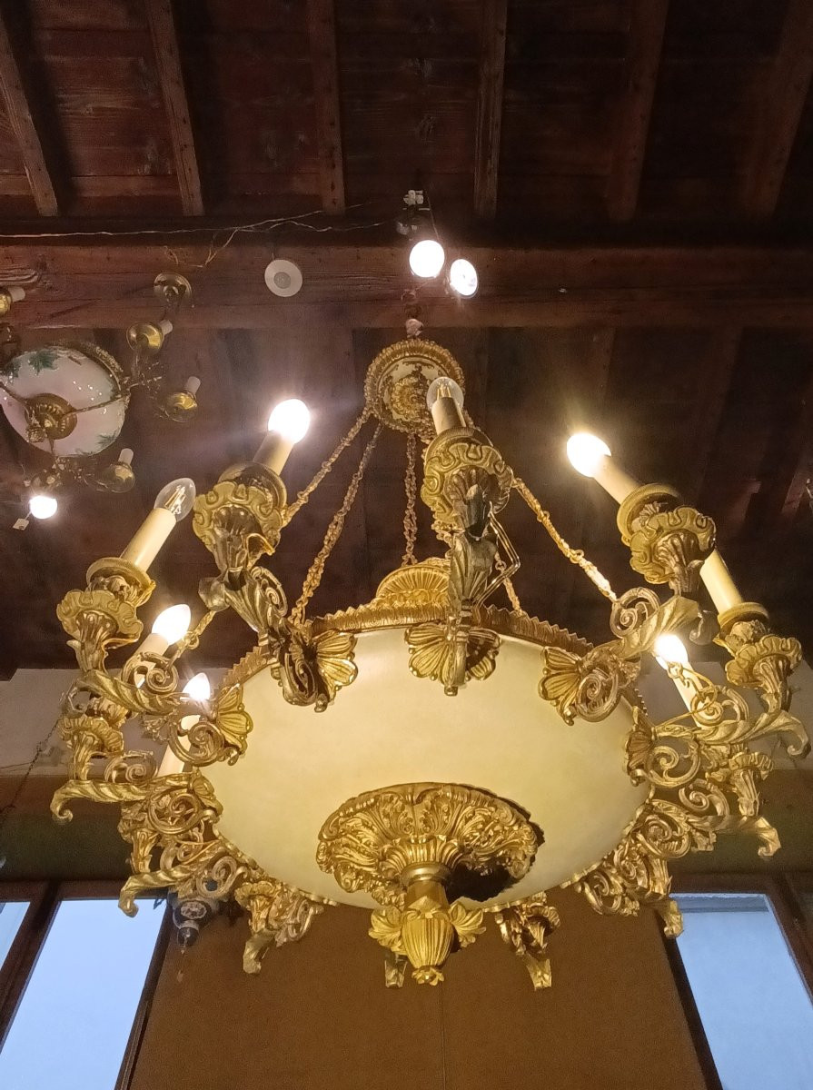 LAMPADARIO IMPERO IN BRONZO SECONDA META' XIX SECOLO-photo-5