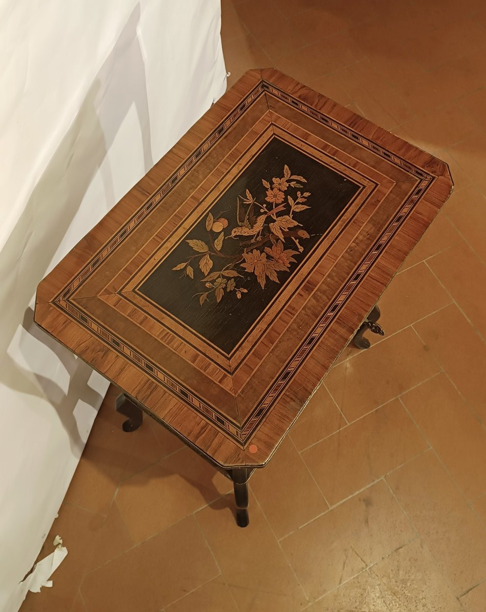 TAVOLINO DA LAVORO INTARSIATO SECONDA META' XIX SECOLO-photo-2