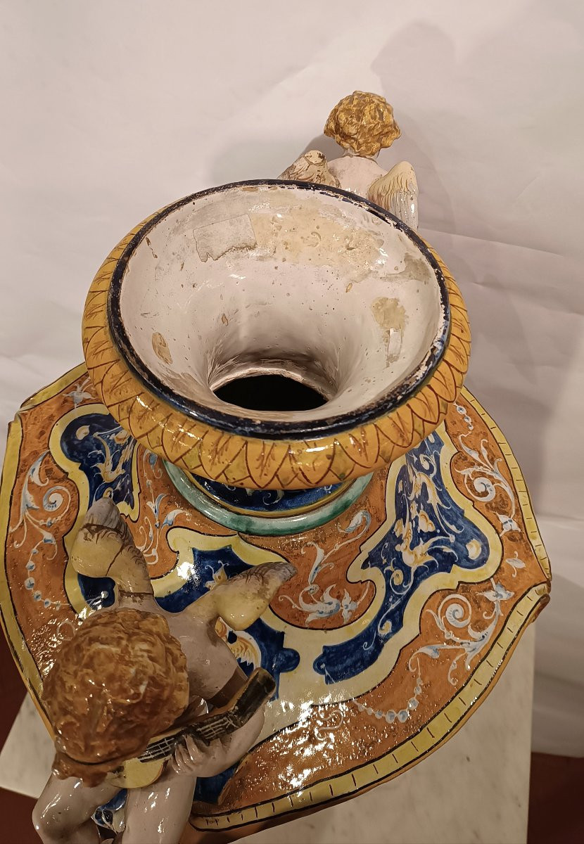 GRANDE VASO IN MAIOLICA POLICROMA JAFET TORELLI SECONDA META' XIX SECOLO-photo-2
