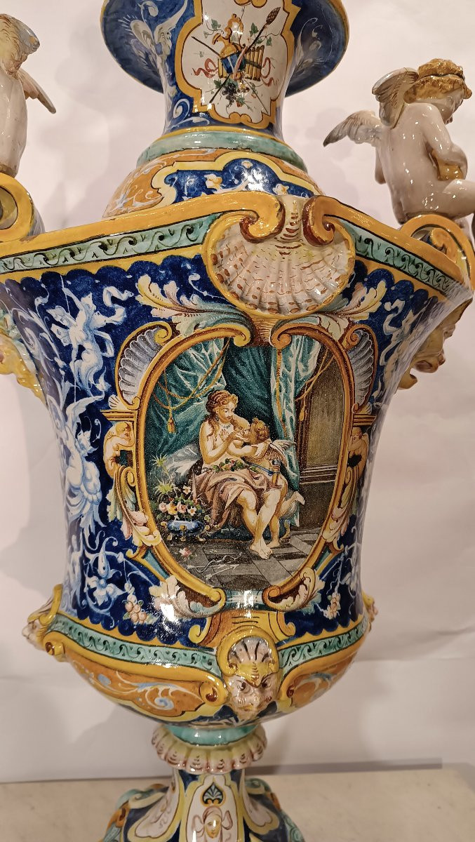 GRANDE VASO IN MAIOLICA POLICROMA JAFET TORELLI SECONDA META' XIX SECOLO-photo-2