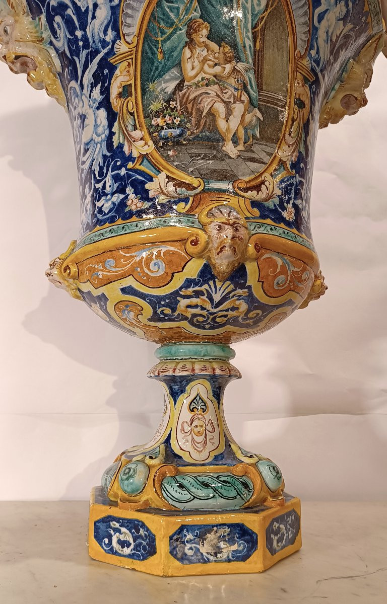 GRANDE VASO IN MAIOLICA POLICROMA JAFET TORELLI SECONDA META' XIX SECOLO-photo-4
