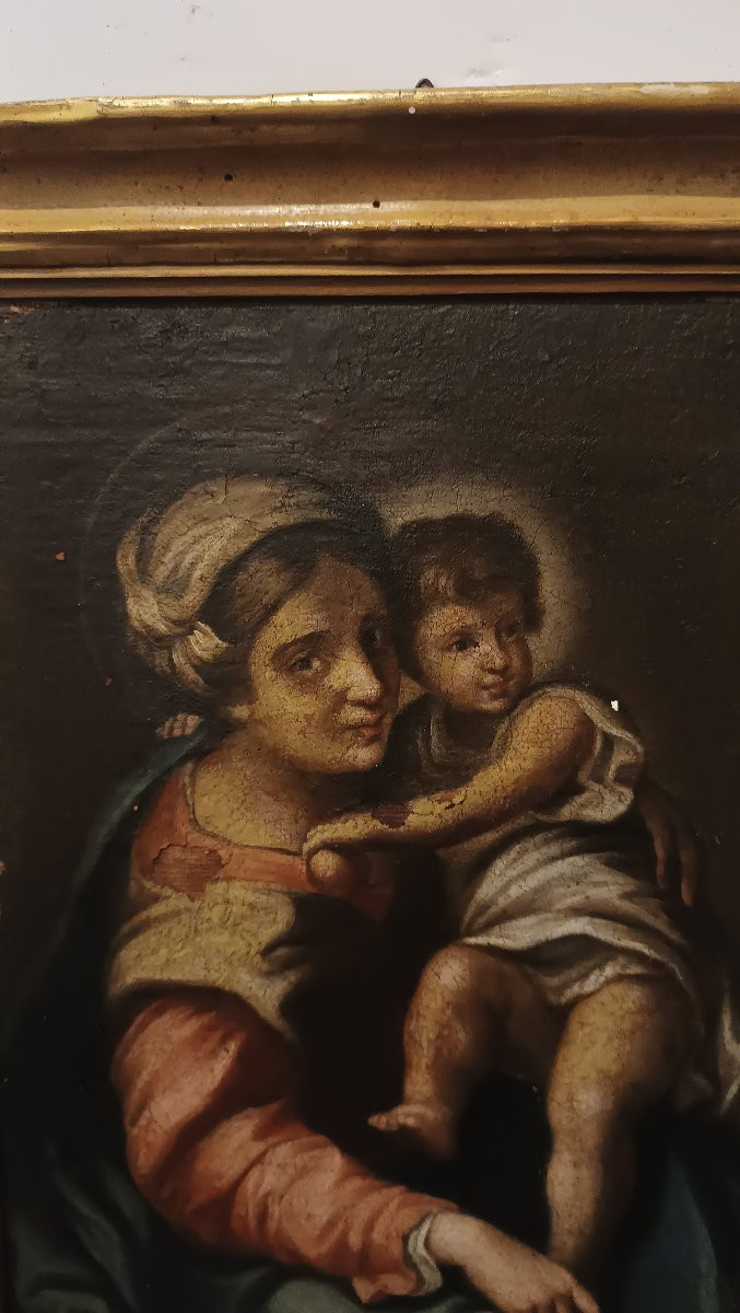 DIPINTO CON MADONNA E BAMBINO PRIMI DEL XVIII SECOLO-photo-3