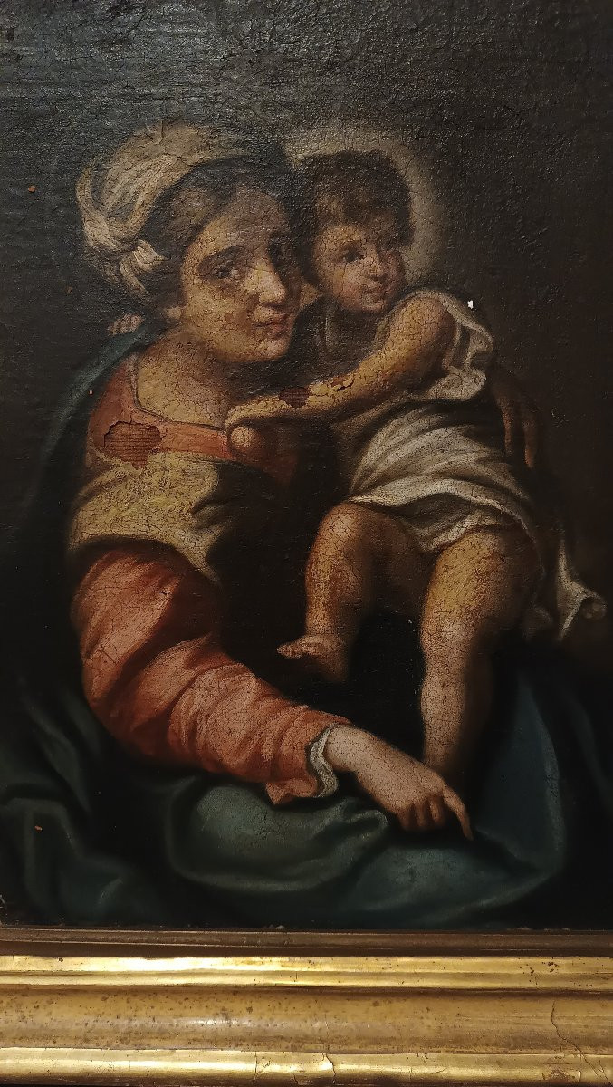 DIPINTO CON MADONNA E BAMBINO PRIMI DEL XVIII SECOLO-photo-4
