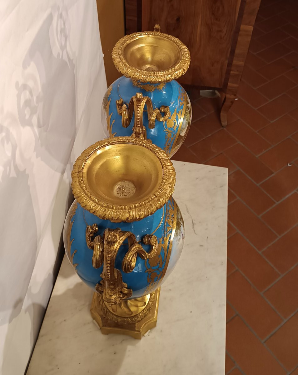 COPPIA DI VASI IN PORCELLANA SÈVRES PRIMO XIX SECOLO-photo-2