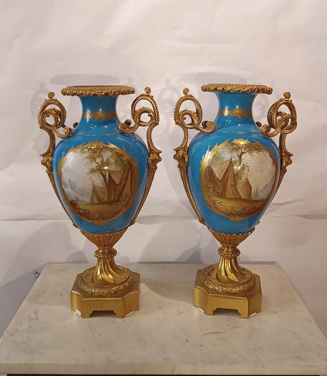 COPPIA DI VASI IN PORCELLANA SÈVRES PRIMO XIX SECOLO-photo-4
