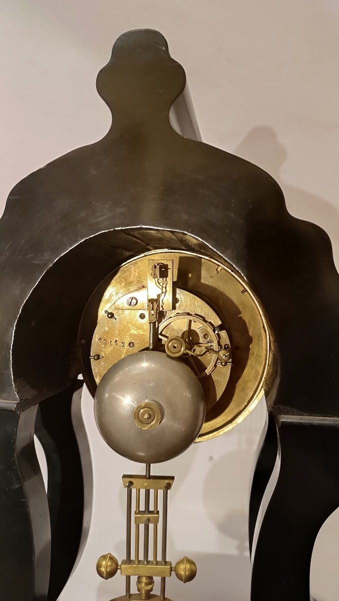 OROLOGIO IN LEGNO E INTARSI IN FERRO DORATO META' XIX SECOLO -photo-4