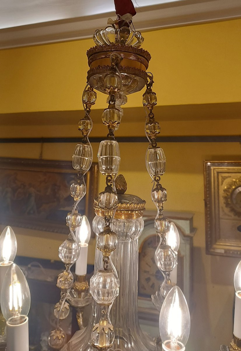 LAMPADARIO AD ANFORA IN CRISTALLO E BRONZO META' XIX SECOLO -photo-2