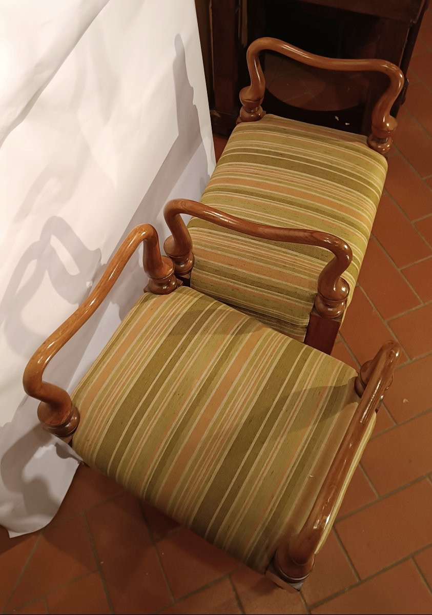 COPPIA DI SGABELLI BIEDERMEIER META' XIX SECOLO-photo-3