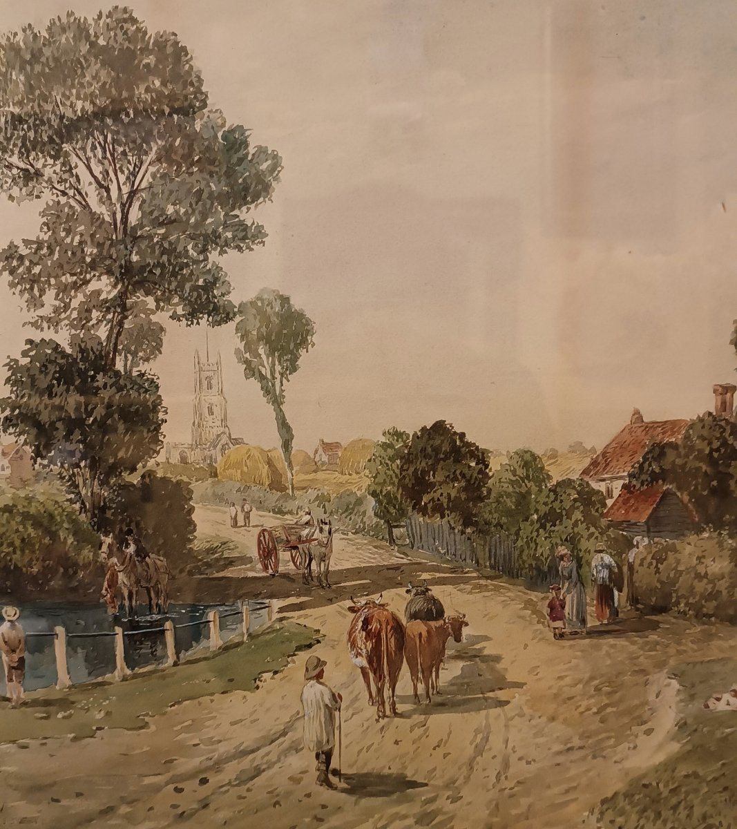 ACQUERELLO CON VEDUTA DELL'ESSEX SECONDA META' XIX SECOLO-photo-4