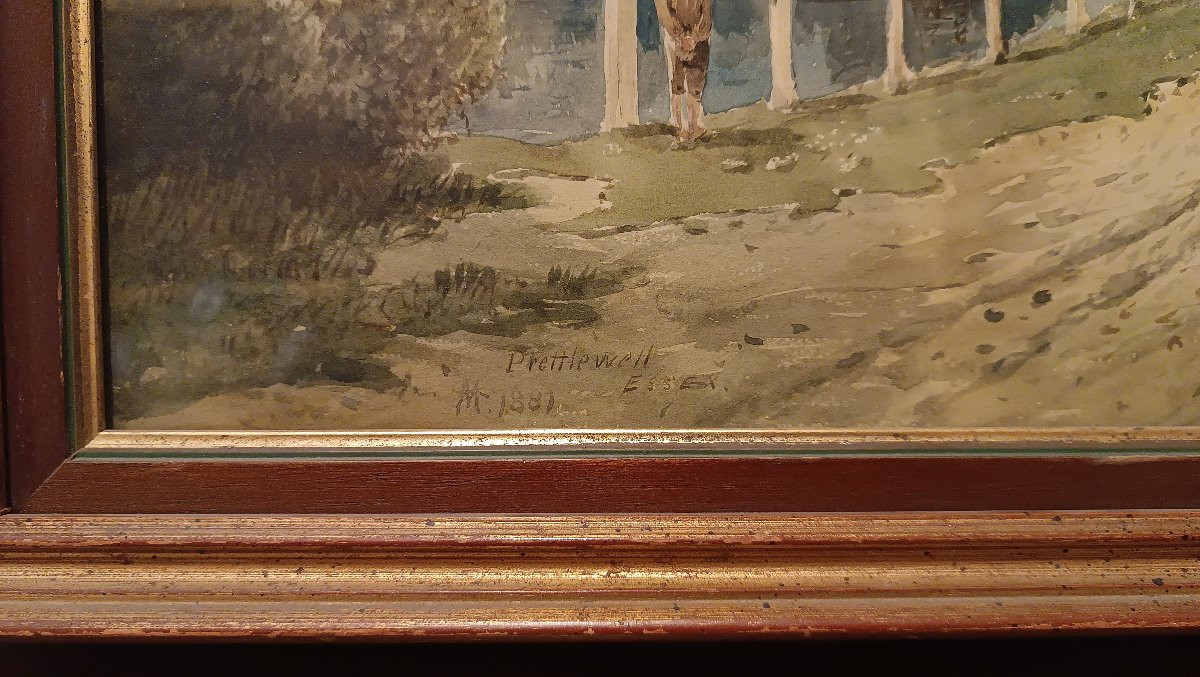 ACQUERELLO CON VEDUTA DELL'ESSEX SECONDA META' XIX SECOLO-photo-7