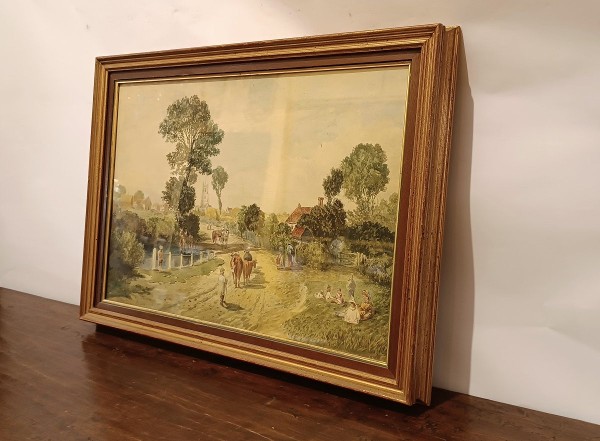 ACQUERELLO CON VEDUTA DELL'ESSEX SECONDA META' XIX SECOLO-photo-8