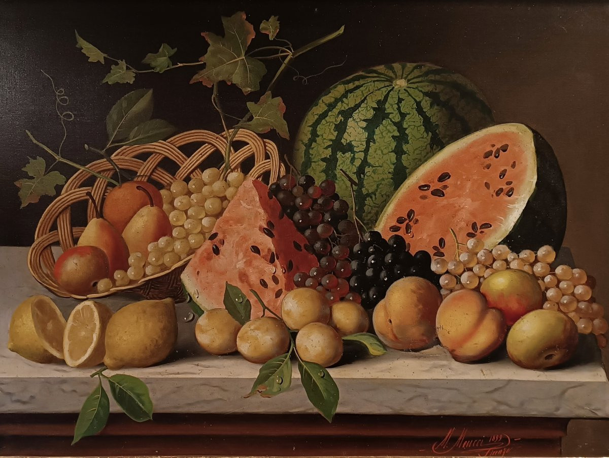 COPPIA DI NATURE MORTE MEUCCI FINE XIX SECOLO-photo-1