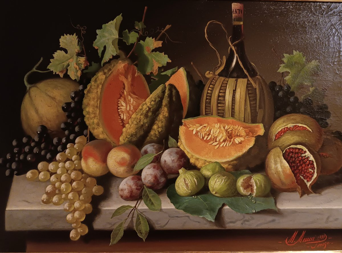 COPPIA DI NATURE MORTE MEUCCI FINE XIX SECOLO-photo-5