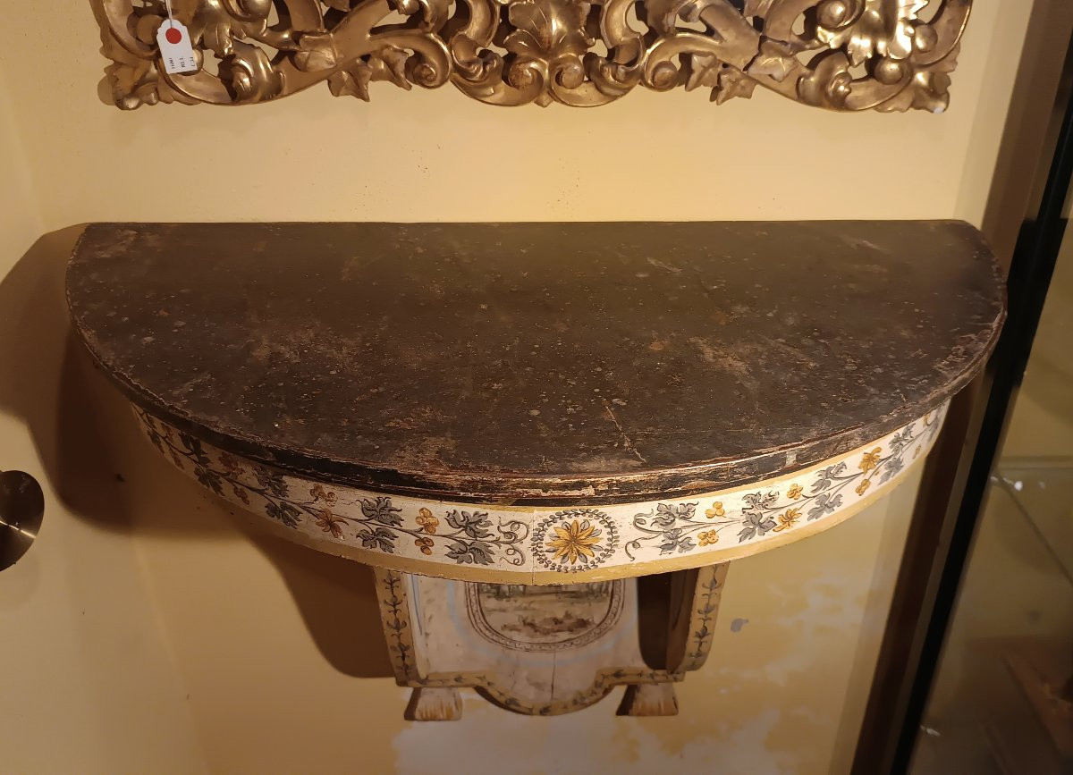 PICCOLA CONSOLLE A MURO LACCATA E DIPINTA META' XIX SECOLO-photo-2