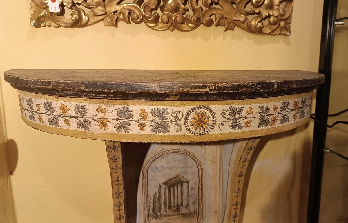 PICCOLA CONSOLLE A MURO LACCATA E DIPINTA META' XIX SECOLO-photo-3