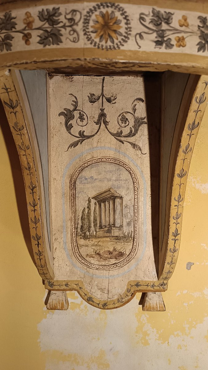 PICCOLA CONSOLLE A MURO LACCATA E DIPINTA META' XIX SECOLO-photo-4