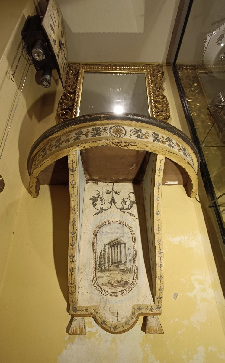 PICCOLA CONSOLLE A MURO LACCATA E DIPINTA META' XIX SECOLO-photo-1