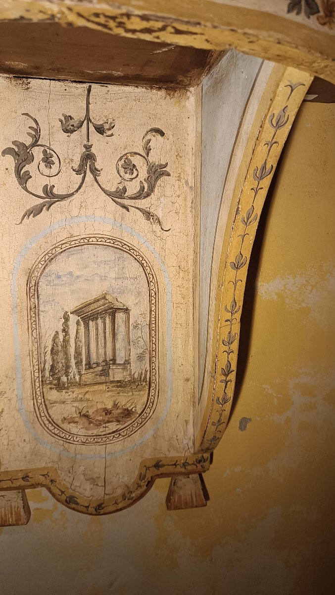PICCOLA CONSOLLE A MURO LACCATA E DIPINTA META' XIX SECOLO-photo-4