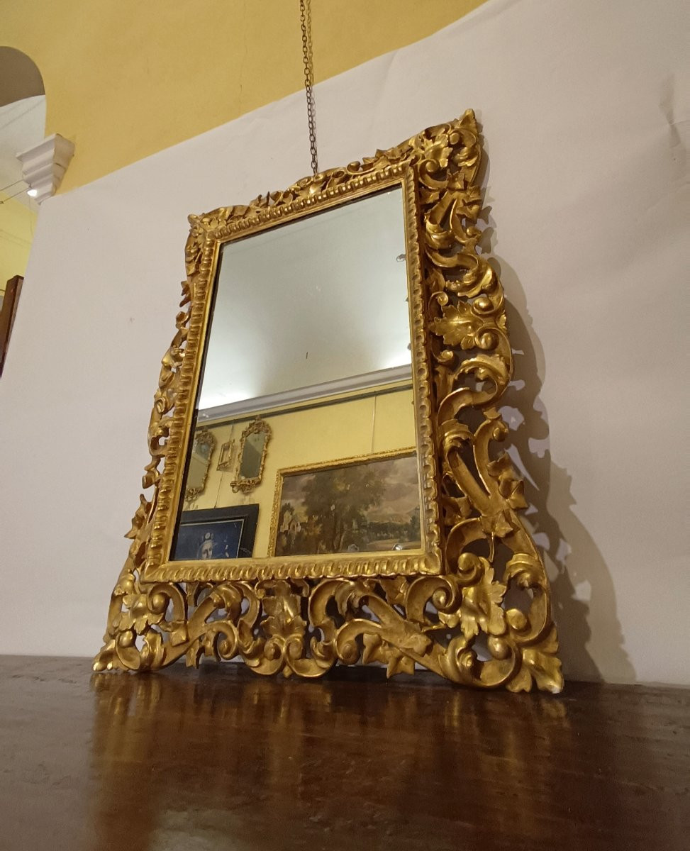 SPECCHIERA IN LEGNO DORATO PRIMA META' XIX SECOLO -photo-3