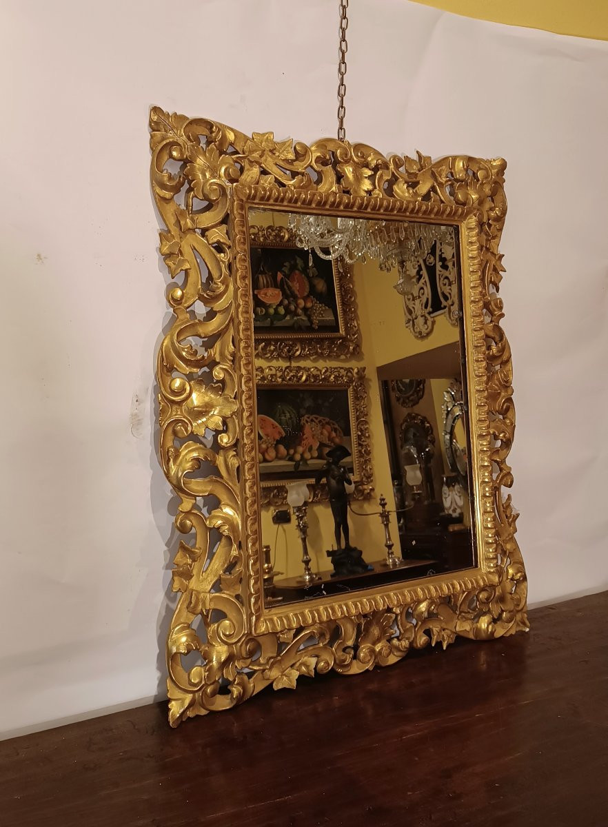 SPECCHIERA IN LEGNO DORATO PRIMA META' XIX SECOLO -photo-4