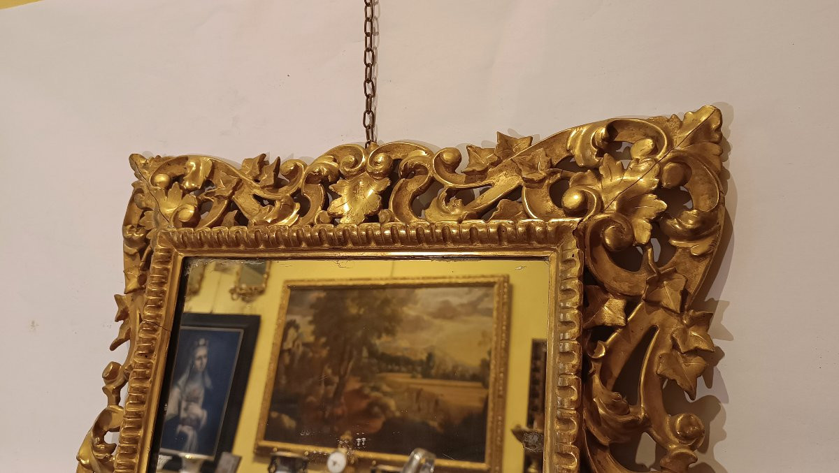 SPECCHIERA IN LEGNO DORATO PRIMA META' XIX SECOLO -photo-2
