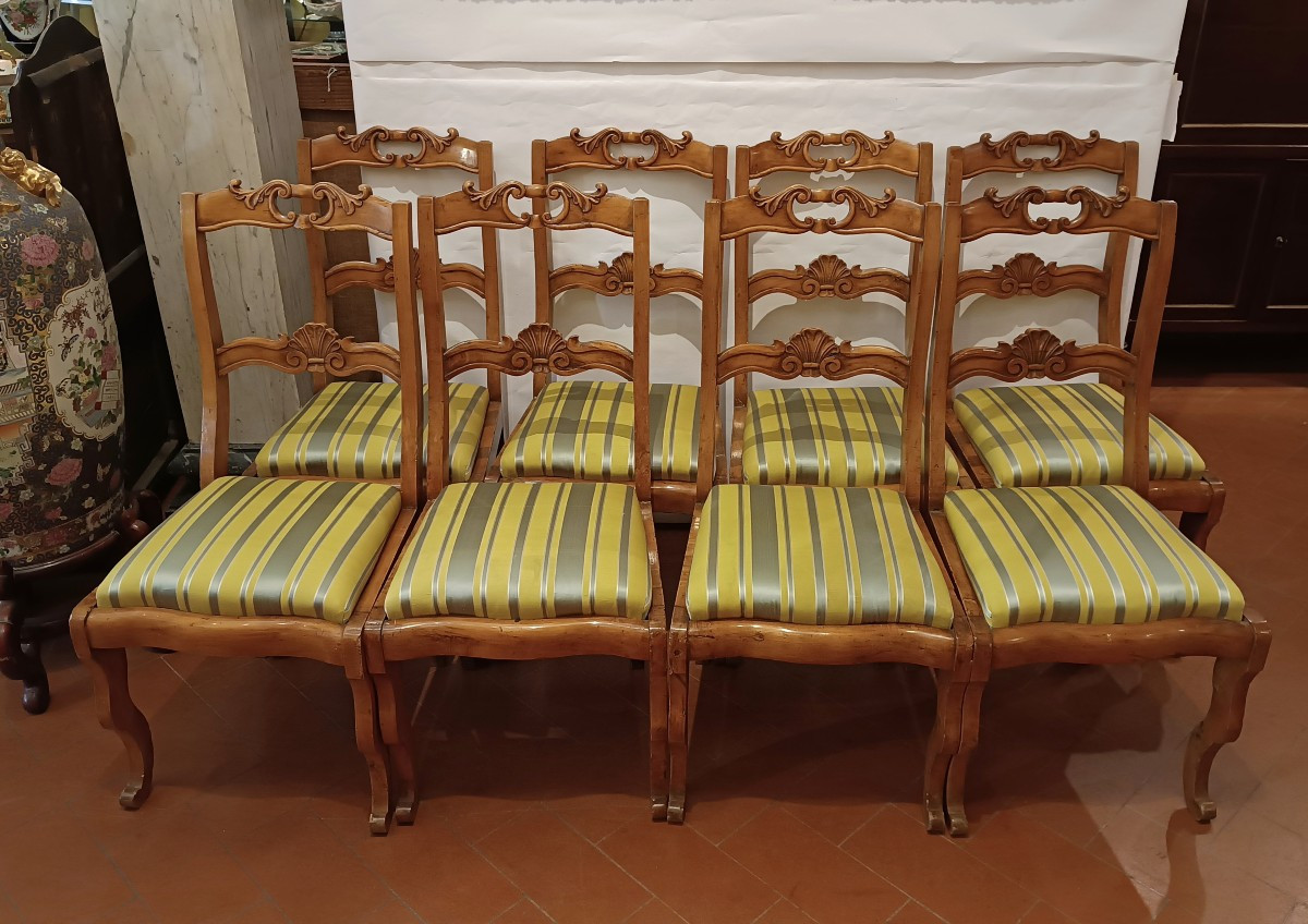 SET DI OTTO SEDIE IN LIMONE META' XIX SECOLO