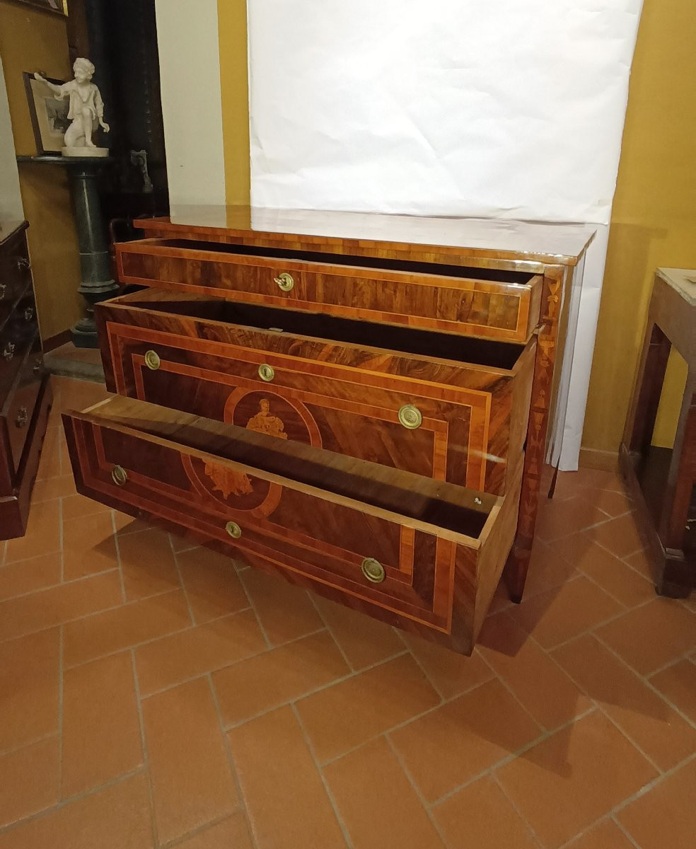 CASSETTONE LASTRONATO E INTARSIATO NEOCLASSICO FINE XVIII SECOLO -photo-2