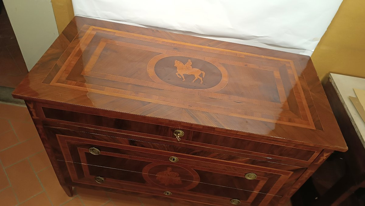 CASSETTONE LASTRONATO E INTARSIATO NEOCLASSICO FINE XVIII SECOLO -photo-4
