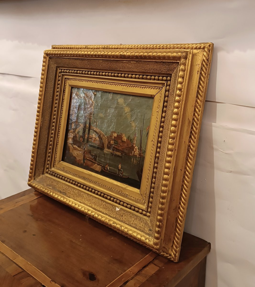 DIPINTO CON CAPRICCIO ARCHITETTONICO PRIMA META' XIX SECOLO-photo-2