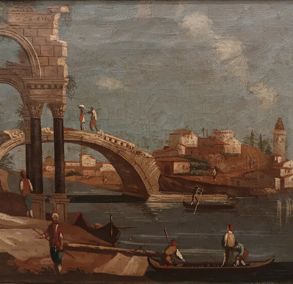 DIPINTO CON CAPRICCIO ARCHITETTONICO PRIMA META' XIX SECOLO-photo-1