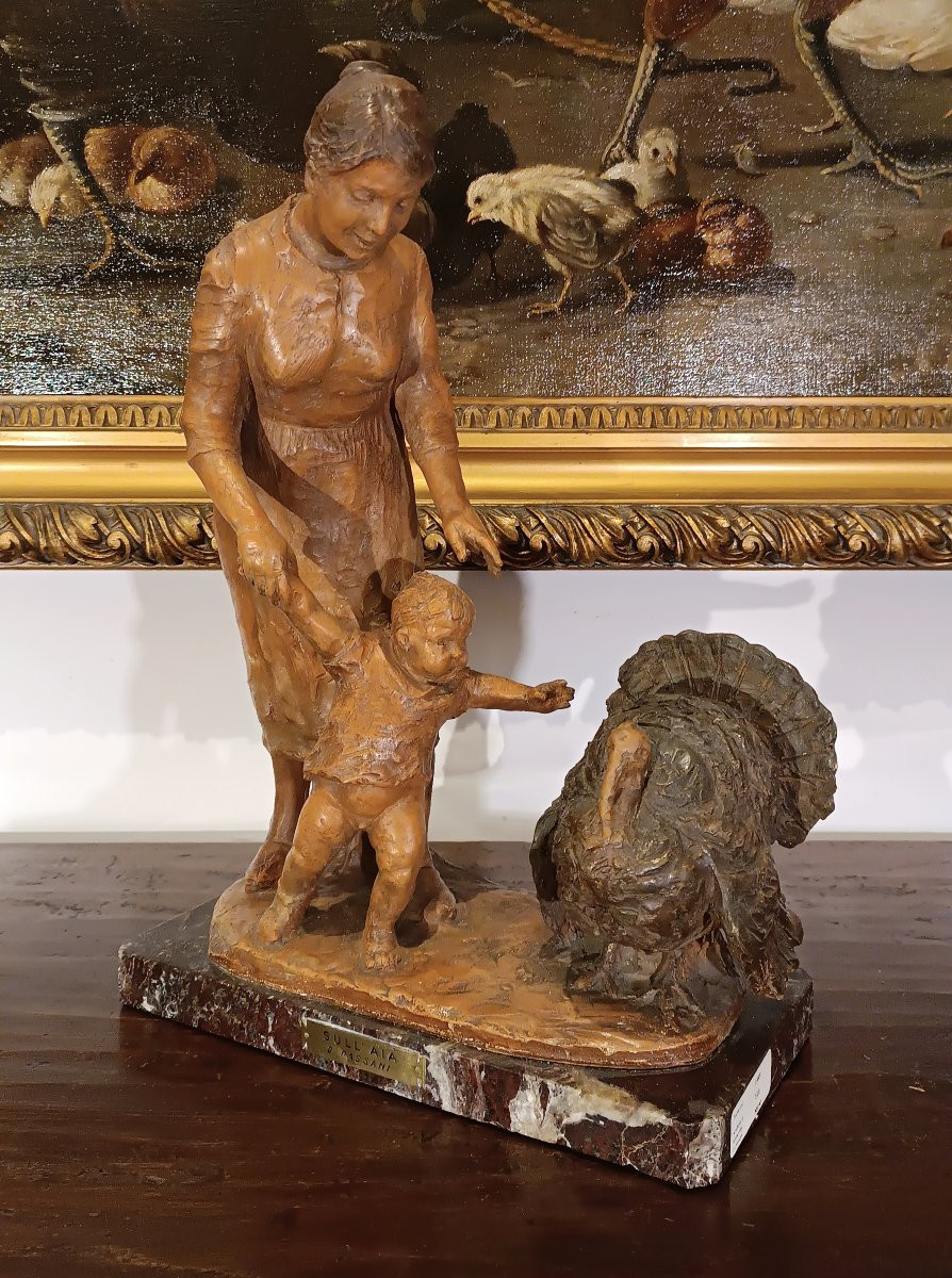 SCULTURA IN TERRACOTTA "SULL'AIA" DI PASSANI ANNI '30-photo-2