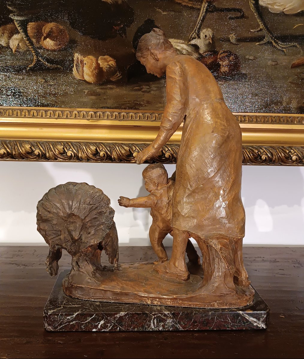 SCULTURA IN TERRACOTTA "SULL'AIA" DI PASSANI ANNI '30-photo-3