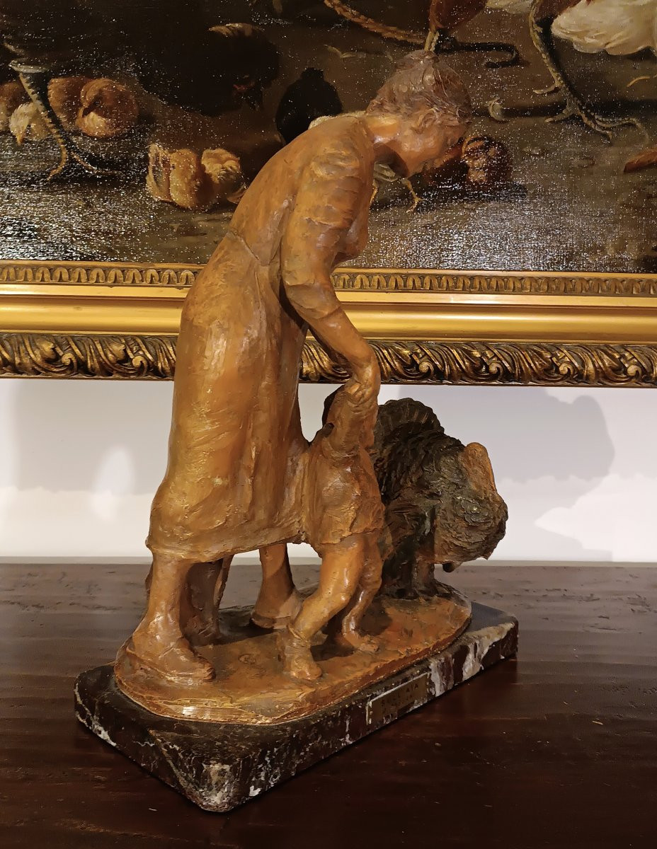 SCULTURA IN TERRACOTTA "SULL'AIA" DI PASSANI ANNI '30-photo-4