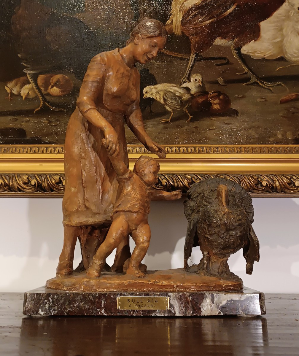 SCULTURA IN TERRACOTTA "SULL'AIA" DI PASSANI ANNI '30