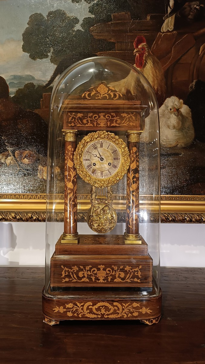 OROLOGIO A TEMPIETTO CON CAMPANA META' XIX SECOLO