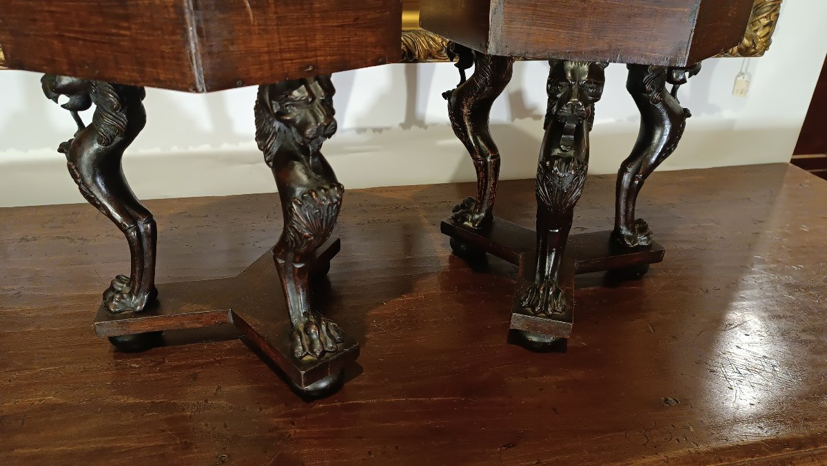 COPPIA DI CACHEPOTS IN NOCE META' XIX SECOLO-photo-2