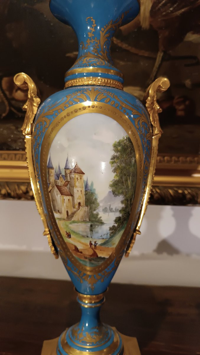 COPPIA DI VASI AD ANFORA SÈVRES SECONDA META' XIX SECOLO-photo-4