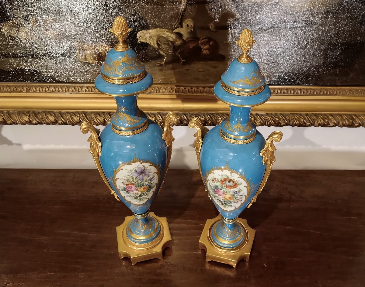 COPPIA DI VASI AD ANFORA SÈVRES SECONDA META' XIX SECOLO-photo-7