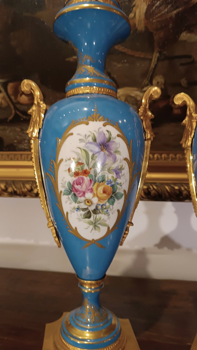 COPPIA DI VASI AD ANFORA SÈVRES SECONDA META' XIX SECOLO-photo-8