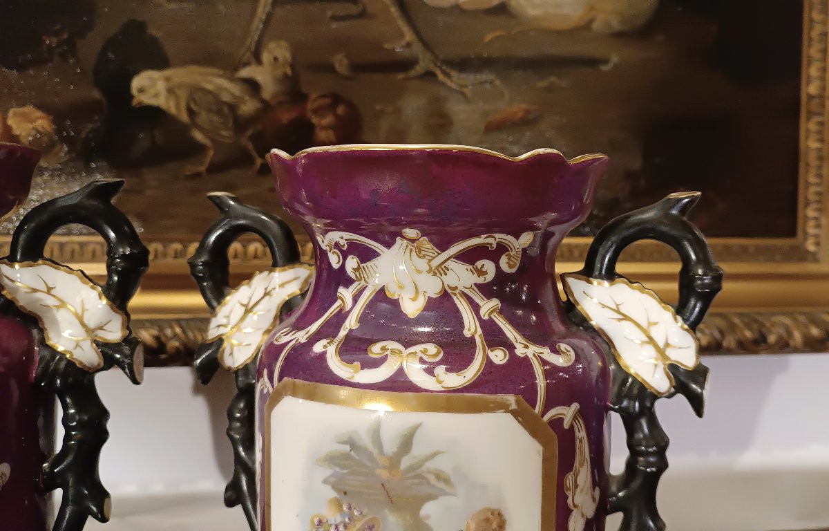 COPPIA DI VASI VIOLA SECONDA META' XIX SECOLO -photo-4