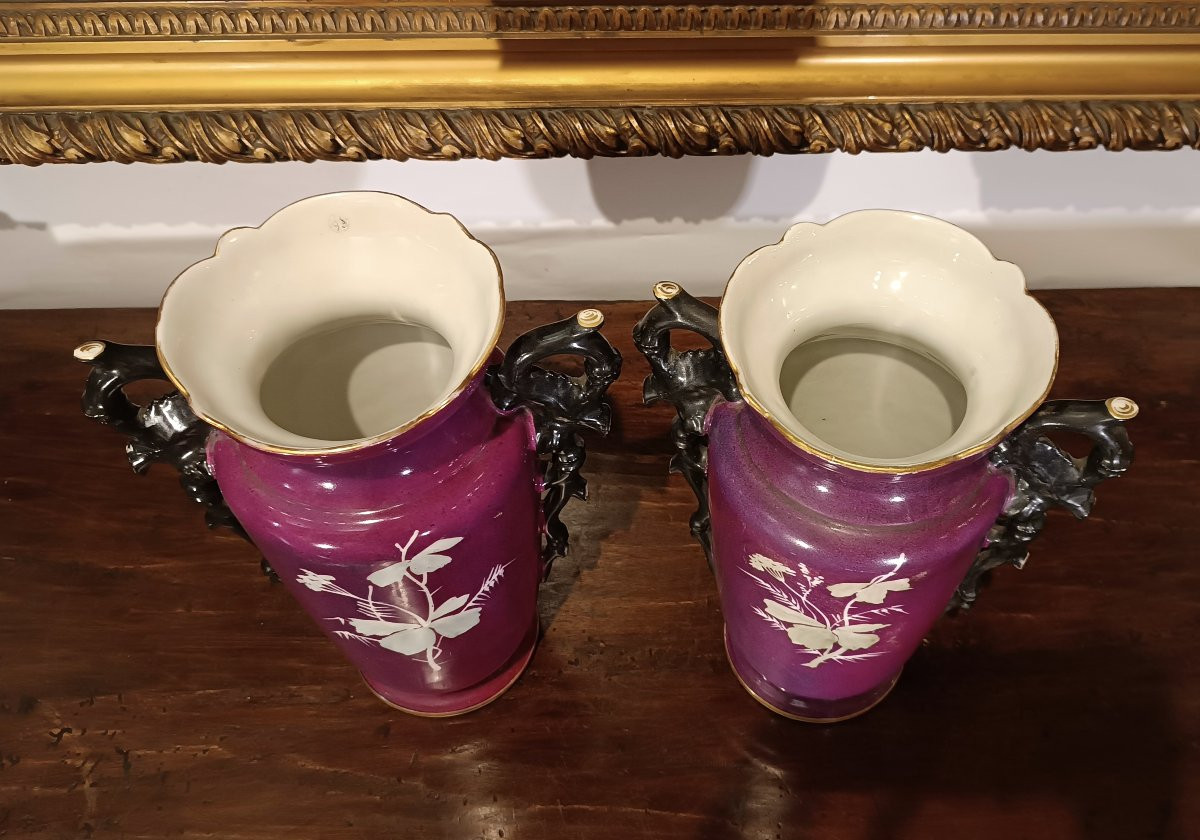 COPPIA DI VASI VIOLA SECONDA META' XIX SECOLO -photo-3