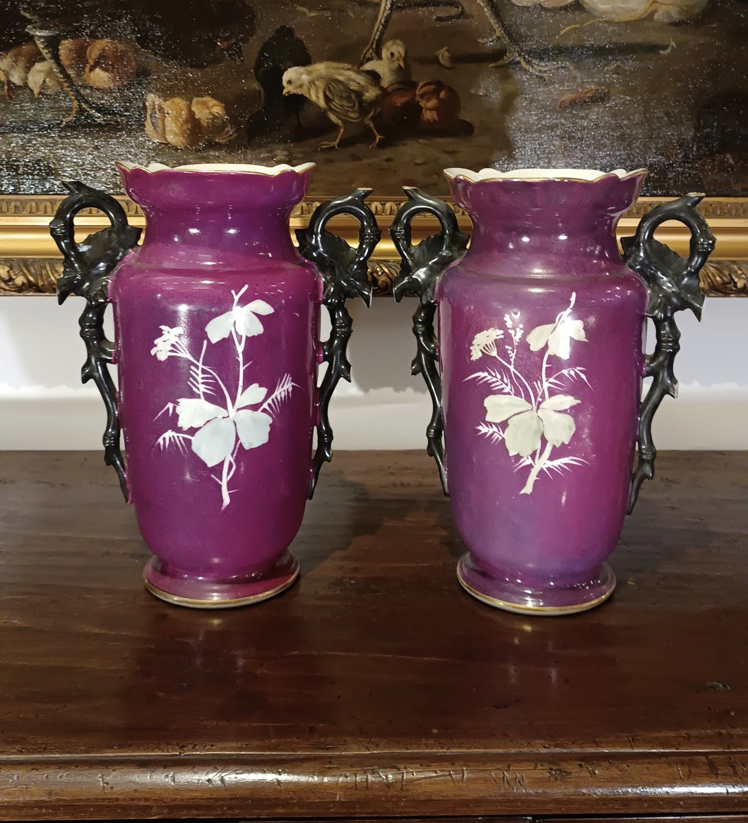COPPIA DI VASI VIOLA SECONDA META' XIX SECOLO -photo-4