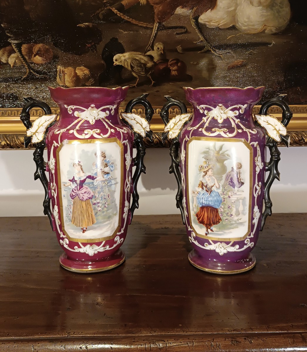 COPPIA DI VASI VIOLA SECONDA META' XIX SECOLO 