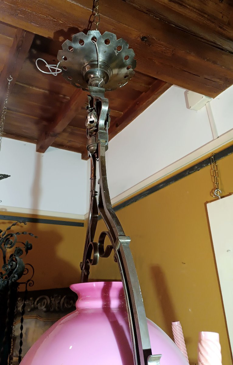 LAMPADARIO ROSA LIBERTY SECONDA META' XIX SECOLO-photo-4